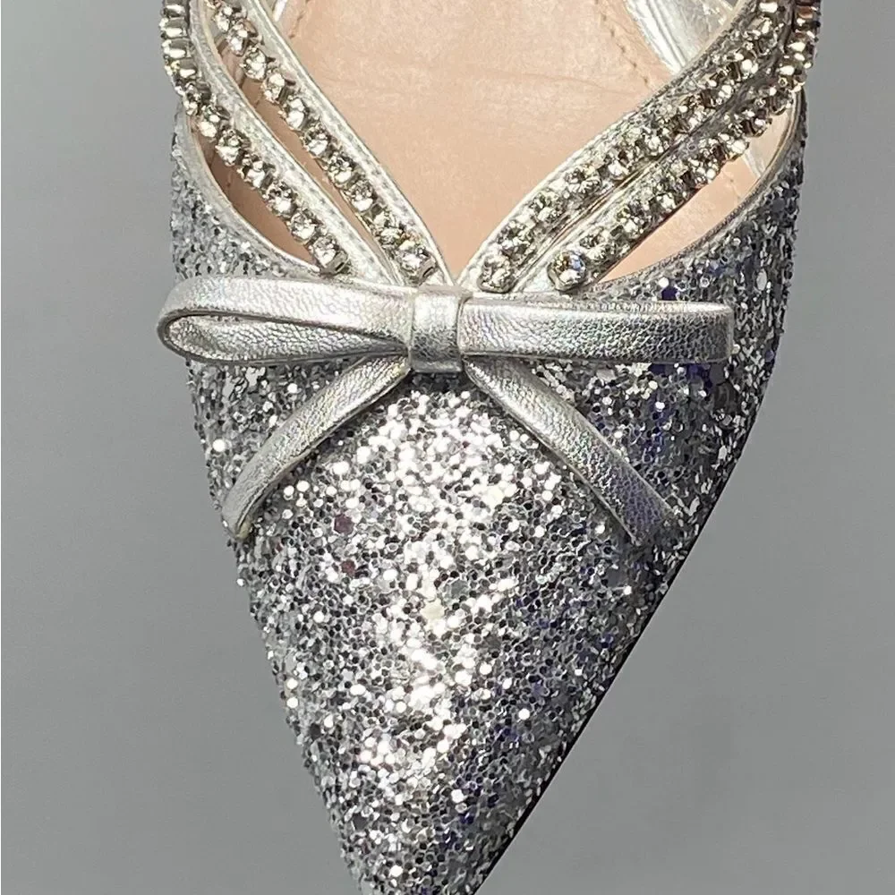 Miu Miu Jeweled Slingback Glitter Pumps size 37